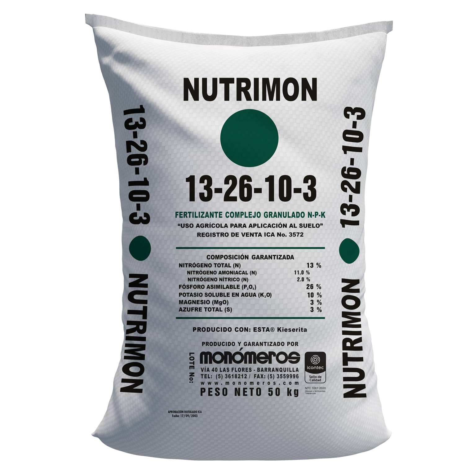 Nutrimon 13-26-10-3 Nutrimon Monómeros saco 50kg