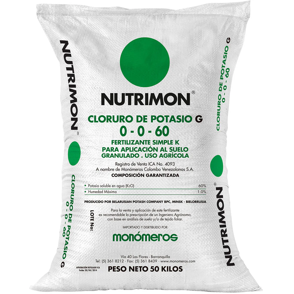 Cloruro de Potasio 0-0-60 Nutrimon Monómeros saco 50kg
