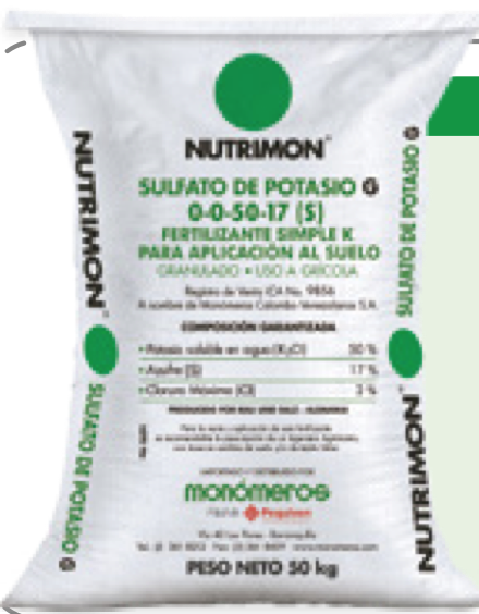 Sulfato de Potasio 0-0-50-17(S) Nutrimon Monómeros saco 50kg